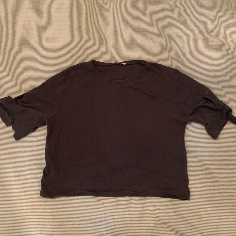 Dark gray boxy crop shirt